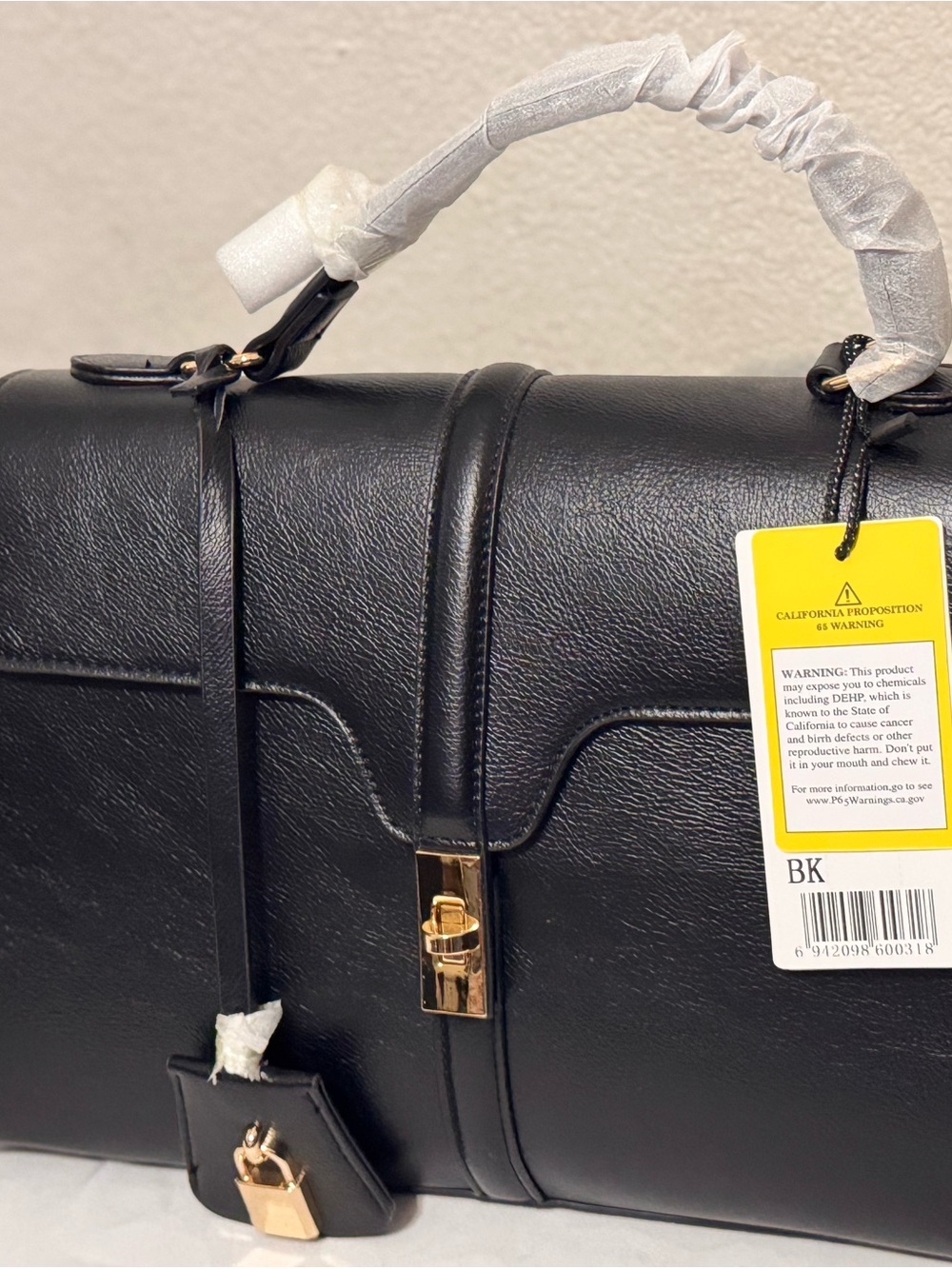 Classic Black Top-Handle Satchel with Gold Hardware